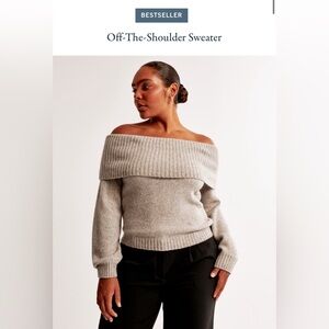 Abercrombie & Fitch Off the Shoulder Taupe Tan Sweater Size XL A&F